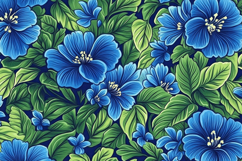Blue Flowers Background Wallpaper Product Image 1
