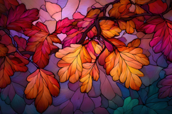 Stained Glass Autumn Leaves Background Wallpaper Product Image 1