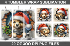 Christmas Dog Tumbler Sublimation PNG, 20 oz Tumbler Wrap Product Image 1