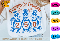 Possums For Freedom SVG, PNG, America 250, Independence Day Product Image 1