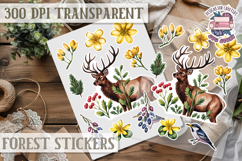 Forest Animals sticker sheet Scrapbook PNG Nature Watercolor Product Image 1