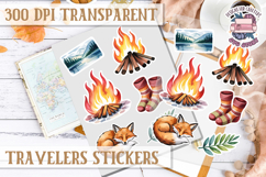 Travel sticker sheet Outdoor Scrapbook PNG Wanderlust Camp Product Image 1
