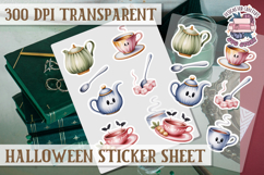 Halloween sticker sheet Creepy Scrapbook PNG Funny Skulls Product Image 1
