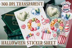 Halloween sticker sheet Creepy Scrapbook PNG Funny Skulls Product Image 1