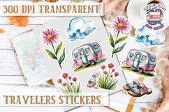 Travel sticker sheet Outdoor Scrapbook PNG Wanderlust Camp Product Image 1