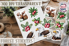 Forest Animals sticker sheet Scrapbook PNG Nature Watercolor Product Image 1