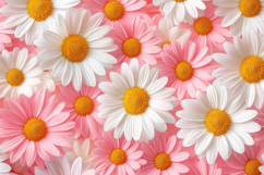 White Daisy Flowers with Pink Background Wallpaper Product Image 1