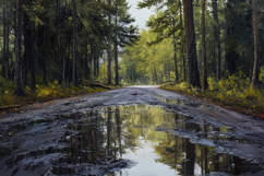 Rainy Forest Track Background Wallpaper Product Image 1