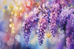 Watercolor Purple Flowers Background Wallpaper Product Image 1