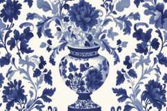 Blue and White Porcelain Vase with Floral Pattern Background Product Image 1