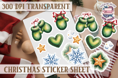 Christmas Watercolor Sticker Sheet Winter Cute Holiday PNG Product Image 1