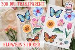 Summer sticker flowers butterfly Spring Botanical PNG Product Image 1