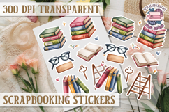 Scrapbooking sticker sheet Cute Funny PNG Watercolor School Product Image 1