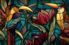 Floral Jigsaw with a Stained Glass Background Wallpaper Product Image 1
