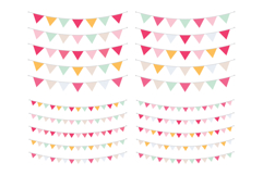 Spring Pink, Orange, &amp; Mint Bunting Banner Clip Art Set Product Image 1
