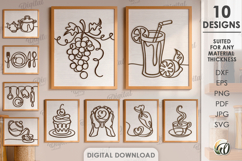 Kitchen Line Arts Bundle Laser Cut. Wall Decor SVG Product Image 1