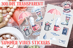 Summer Vibes sticker sheet Summer Scrapbook PNG Product Image 1
