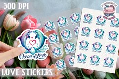 Love sticker Sheet Valentine Day Cute Animals Quote PNG Product Image 1