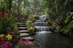 Tropical Garden Waterfall Background Product Image 1