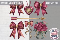 St Valentine’s Coquette Bow PNG Holidays Funny Watercolor Product Image 1