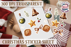 Christmas Watercolor Sticker Sheet Winter Cute Holiday PNG Product Image 1