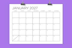 2027 12 x 9 Thin Sans Serif Calendar Template Product Image 1