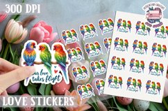 Love sticker Sheet Valentine Day Cute Animals Quote PNG Product Image 1