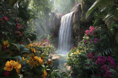 Tropical Garden Waterfall Background Product Image 1