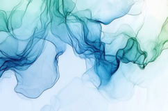 Abstract Teal and Green Smoke Waves Background Wallpaper Product Image 1