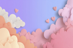 Pastel Colored Clouds and Hearts Background Wallpaper Product Image 1