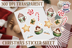 Christmas Watercolor Sticker Sheet Winter Cute Holiday PNG Product Image 1