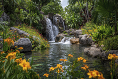Tropical Garden Waterfall Background Product Image 1