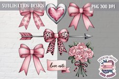 St Valentine’s Coquette Bow PNG Holidays Funny Watercolor Product Image 1