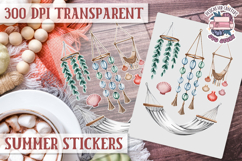 Summer Vibes sticker sheet Beach Scrapbook PNG Flowers Product Image 1