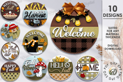 Autumn Round Signs Bundle Laser Cut. Fall wall decor SVG Product Image 1