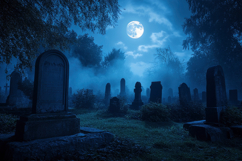 Graveyard at Night Background Wallpaper Product Image 1