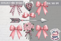 St Valentine’s Coquette Bow PNG Holidays Funny Watercolor Product Image 1