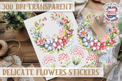 Summer sticker Delicate Scrapbook PNG Flowers Botanical Product Image 1