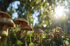 Mushrooms in Forest Background Wallpaper Product Image 1