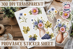 Cozy sticker sheet Flowers Scrapbook PNG Provence Product Image 1