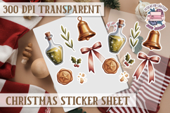 Christmas Watercolor Sticker Sheet Winter Cute Holiday PNG Product Image 1