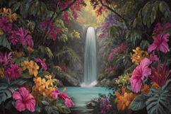 Tropical Garden Waterfall Background Product Image 1