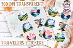 Travel sticker sheet Outdoor Scrapbook PNG Wanderlust Camp Product Image 1