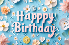 Happy Birthday With Flowers Background Product Image 1