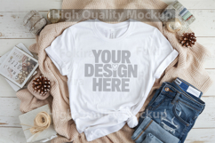 Christmas White T-shirt mockup - Christmas Background Product Image 1