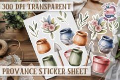 Cozy sticker sheet Flowers Scrapbook PNG Provence Product Image 1