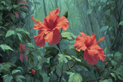 Red Hibiscus Flowers Background Product Image 1