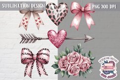 St Valentine’s Coquette Bow PNG Holidays Funny Watercolor Product Image 1