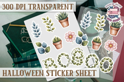 Halloween sticker sheet Creepy Scrapbook PNG Funny Skulls Product Image 1