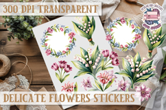 Summer sticker Delicate Scrapbook PNG Flowers Botanical Product Image 1